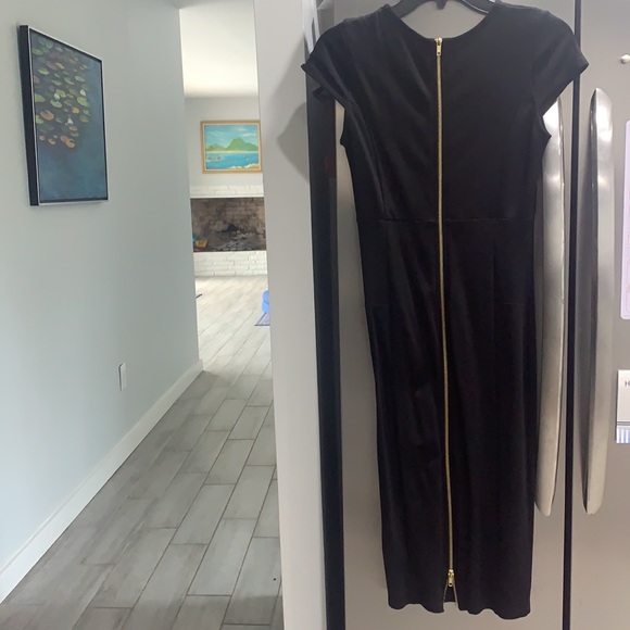 Small Black Bodycon midi dress. Zips from top and from bottom. Great condition. - Picture 2 of 2